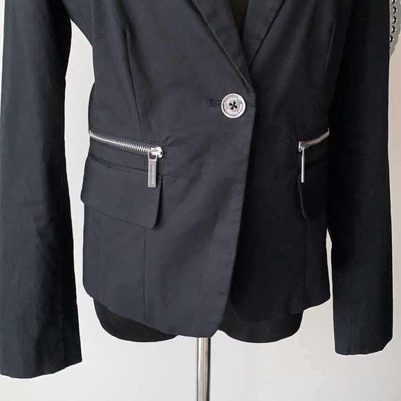 EUC Michael Kors Womens size 8 blazer business casual silver black button jacket - Picture 4 of 10